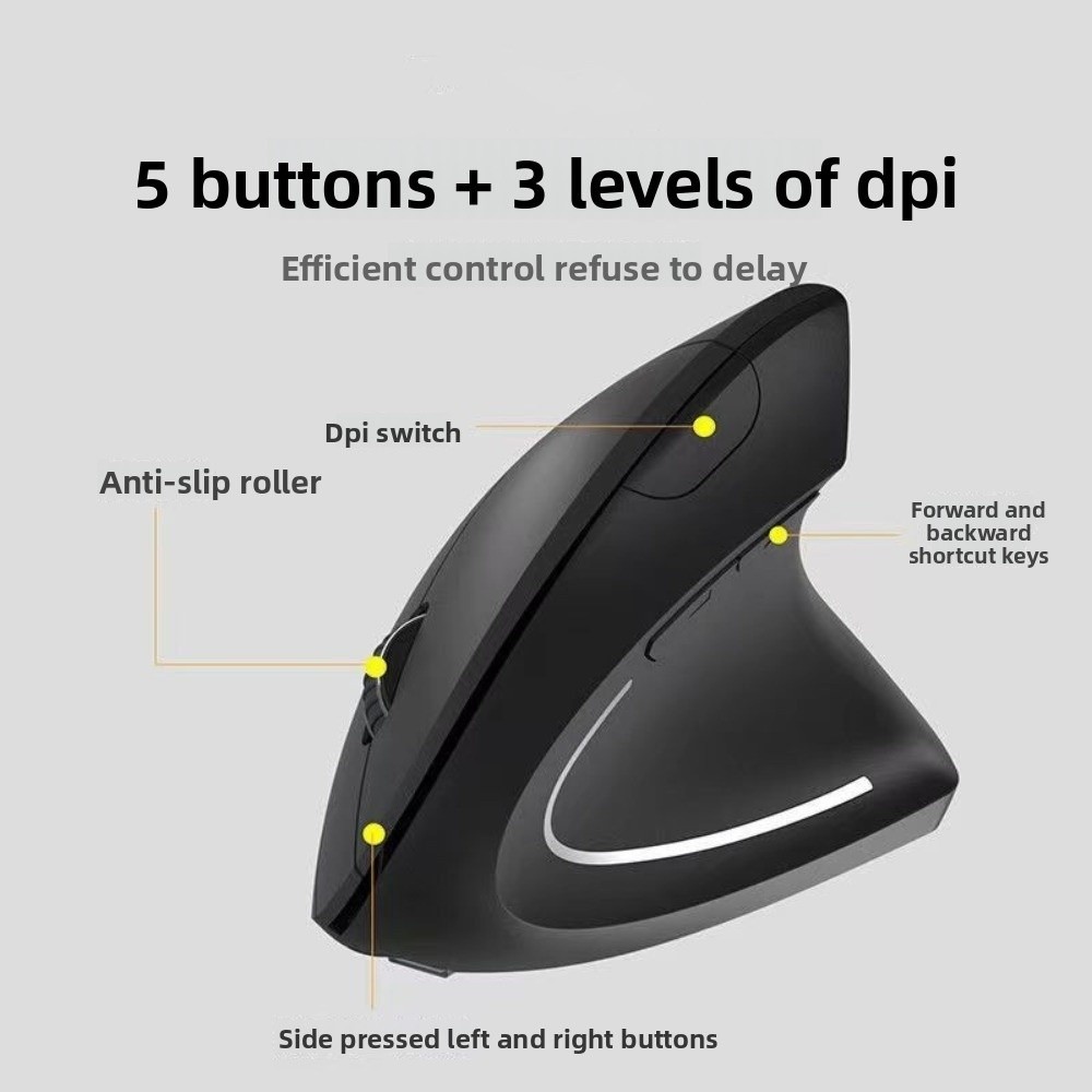 Ergonomic Mouse Vertical - Mouse verticale 2.4G silenzioso e luminoso,