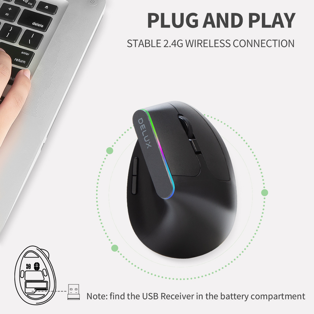 Delux M618C Mouse da gioco ver - Ergonomic Mouse Vertical recensione e prezzo